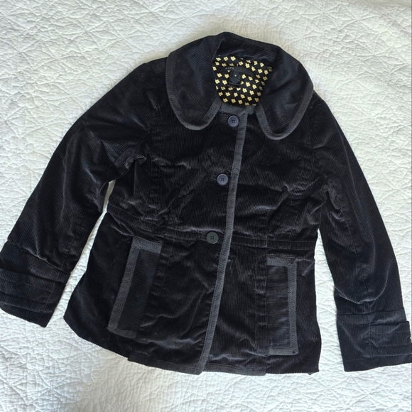 Marc Jacobs Corduroy Blazer Button Black Jacket With Peter Pan Collar - Picture 1 of 12